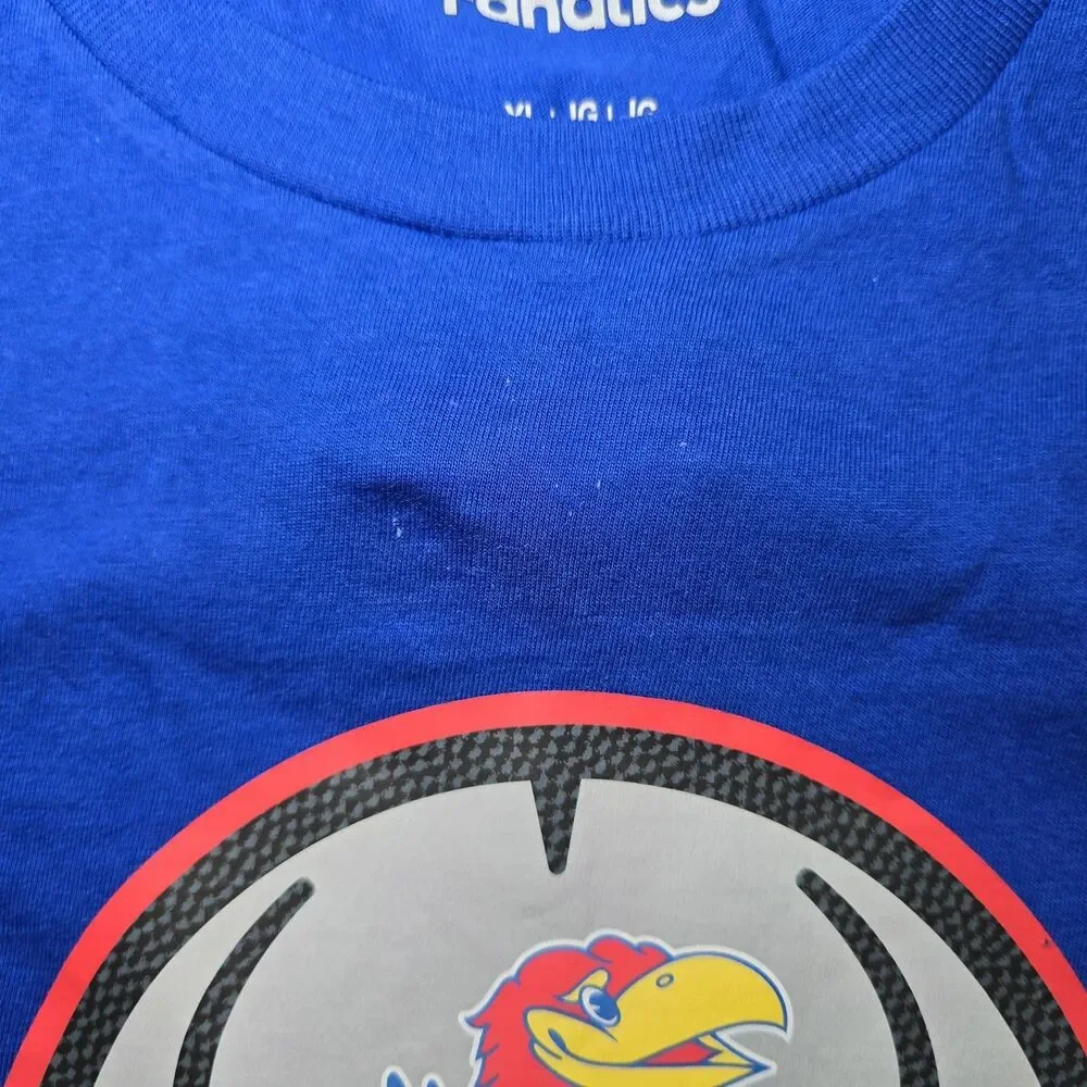 Fanatics Kansas Jayhawks Youth Large Blue 100% Cotton Graphic #23 T-Shirt NWT